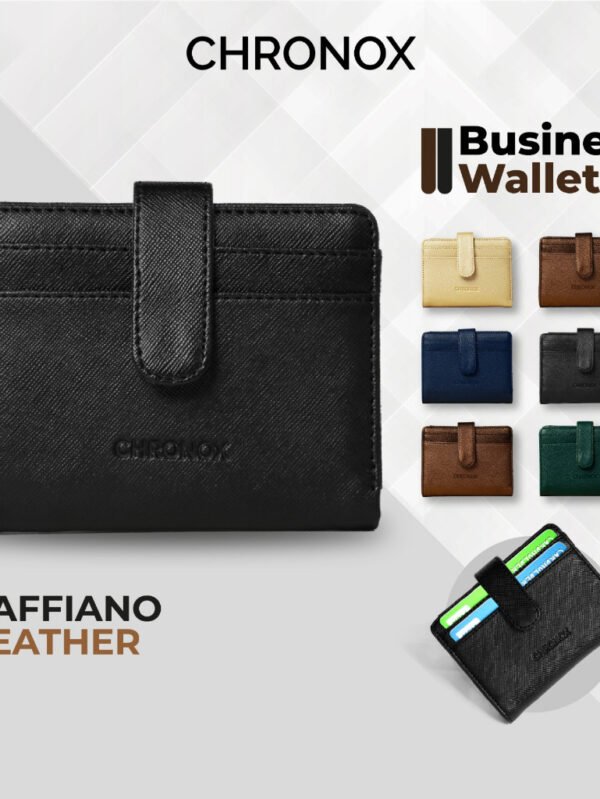 Dompet Kancing Kartu Pria Wanita Saffiano Leather Original Chronox
