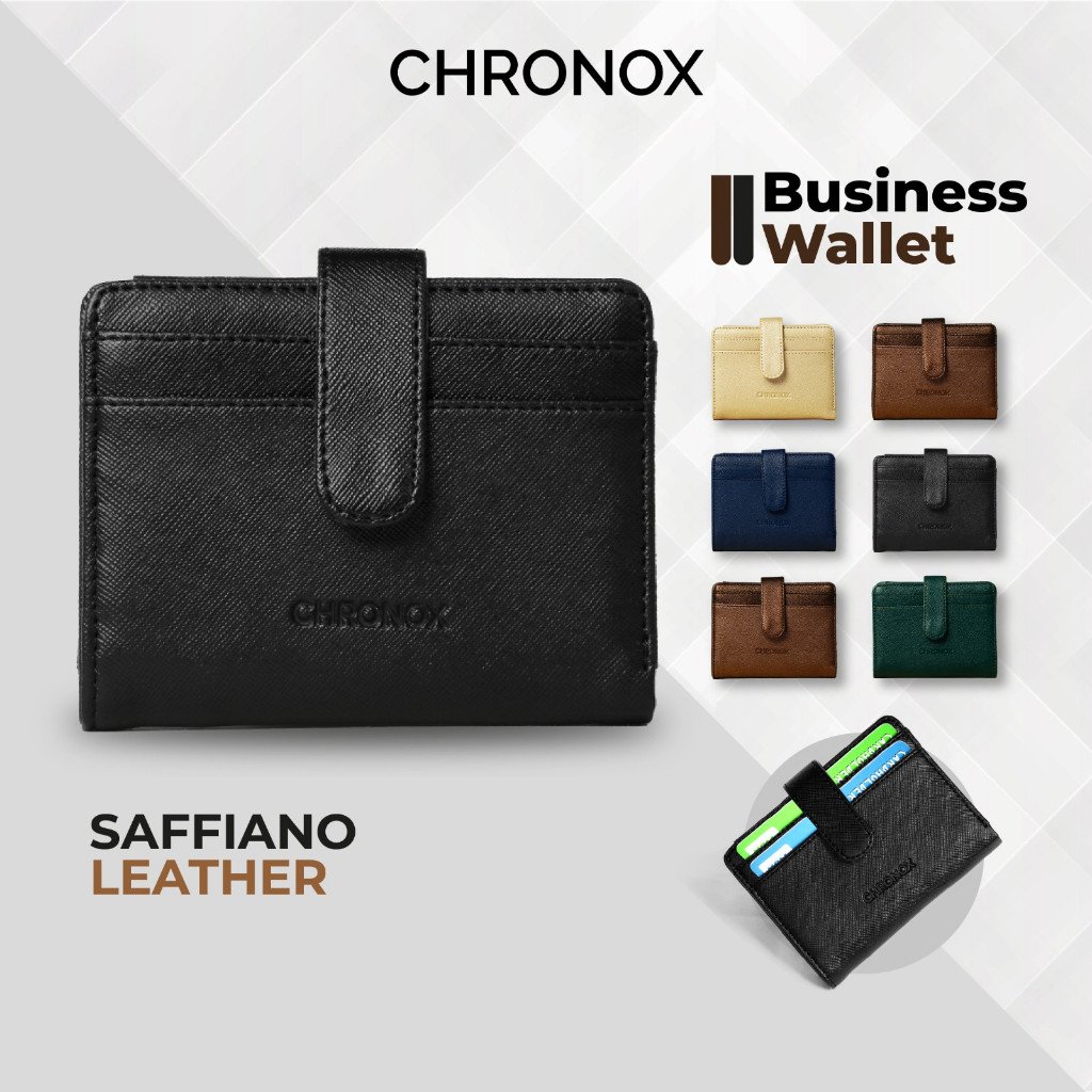 Dompet Kancing Kartu Pria Wanita Saffiano Leather Original Chronox