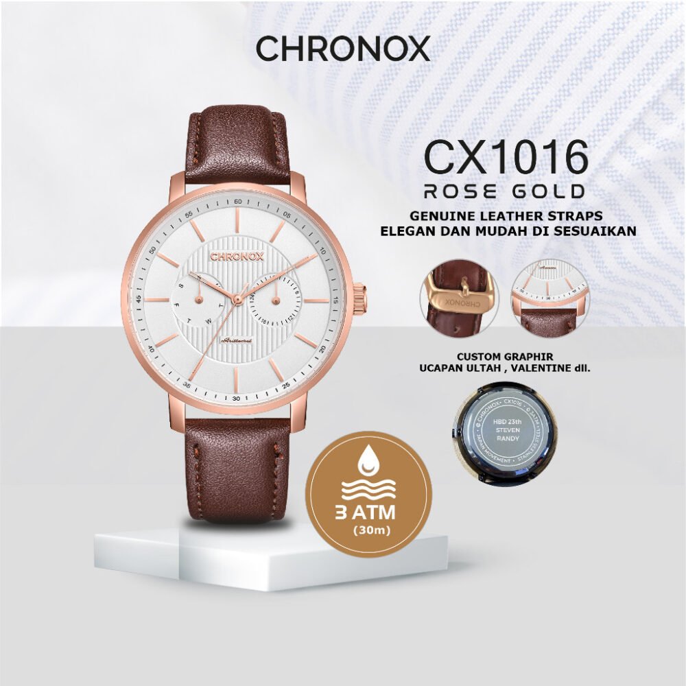 Jam Tangan Pria Analog Anti Air Original Leather Chronox CX1016 Majestic - Gambar 3