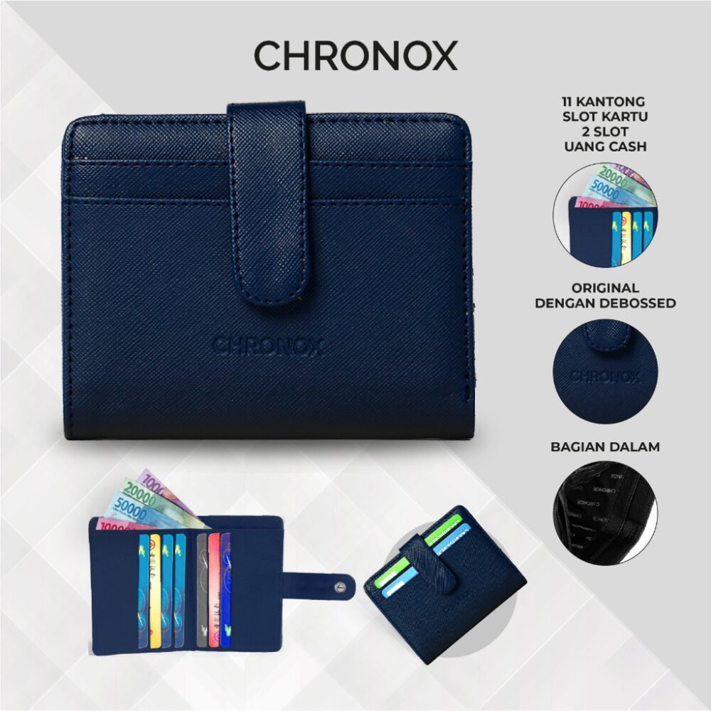 Dompet Kancing Kartu Pria Wanita Saffiano Leather Original Chronox - Gambar 8
