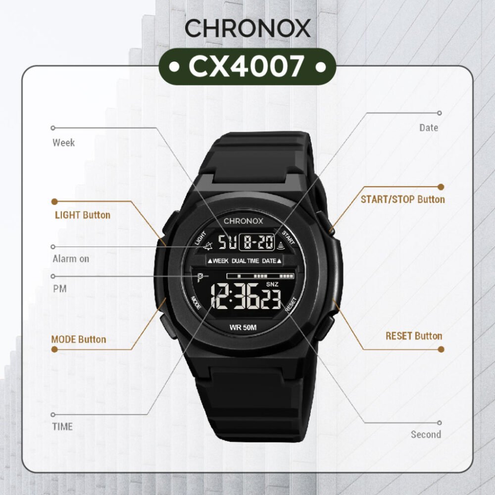 Jam Tangan Digital Unisex Pria Wanita Anti Air Original - Chronox CX4007 Voyager - Gambar 5
