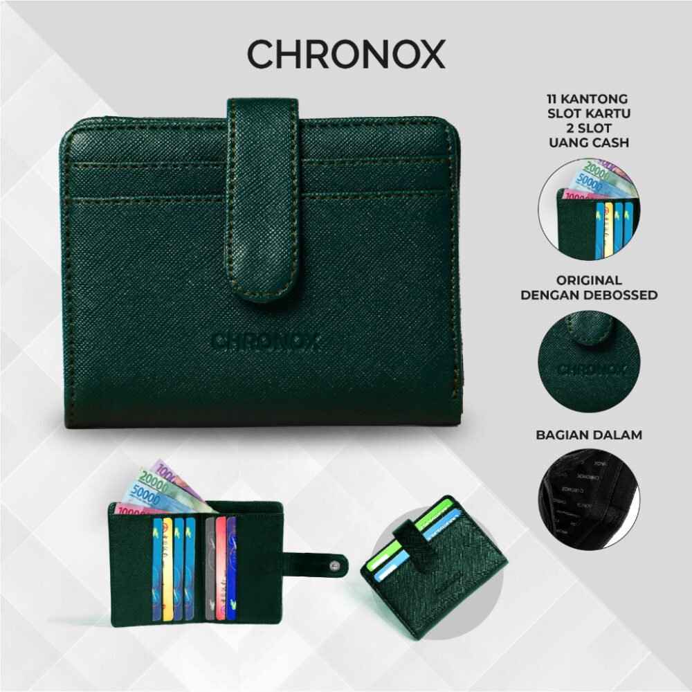 Dompet Kancing Kartu Pria Wanita Saffiano Leather Original Chronox - Gambar 5