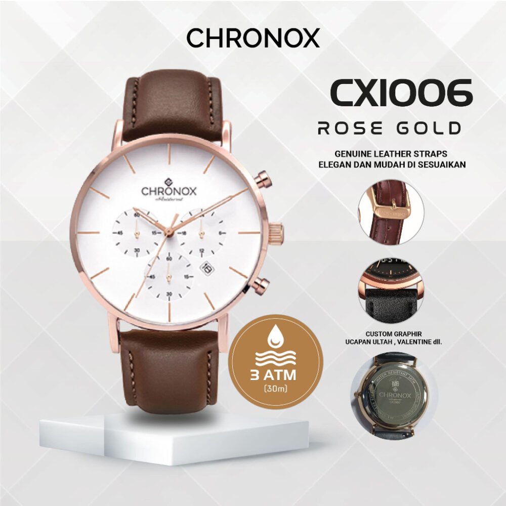 CHRONOX Jam Tangan Pria Kulit Analog - CX1006 EVERLAST - Gambar 3