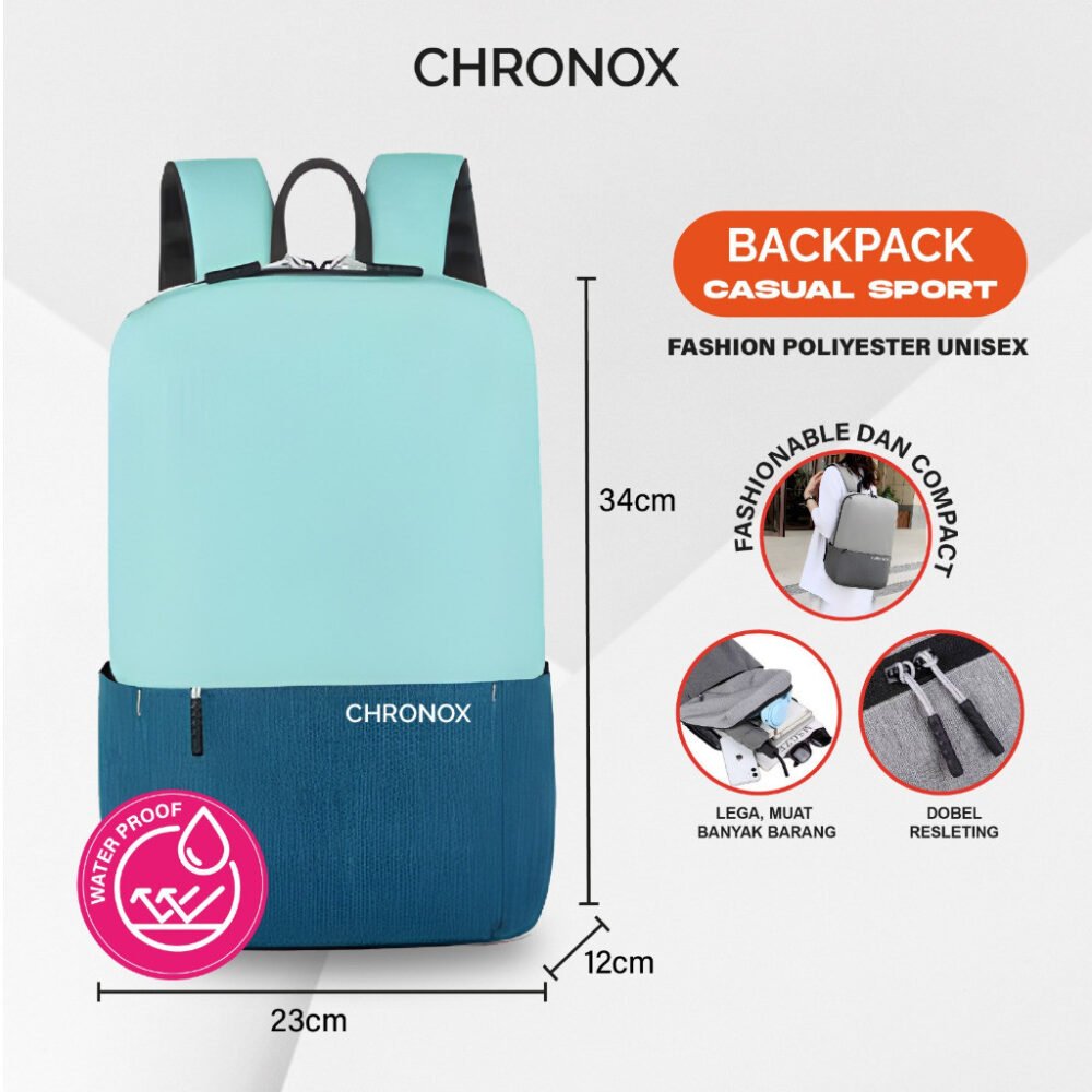 Tas Ransel Tas Sekolah Kerja - Backpack Daily Fit Pria Wanita -  CHRONOX BDF - Gambar 7