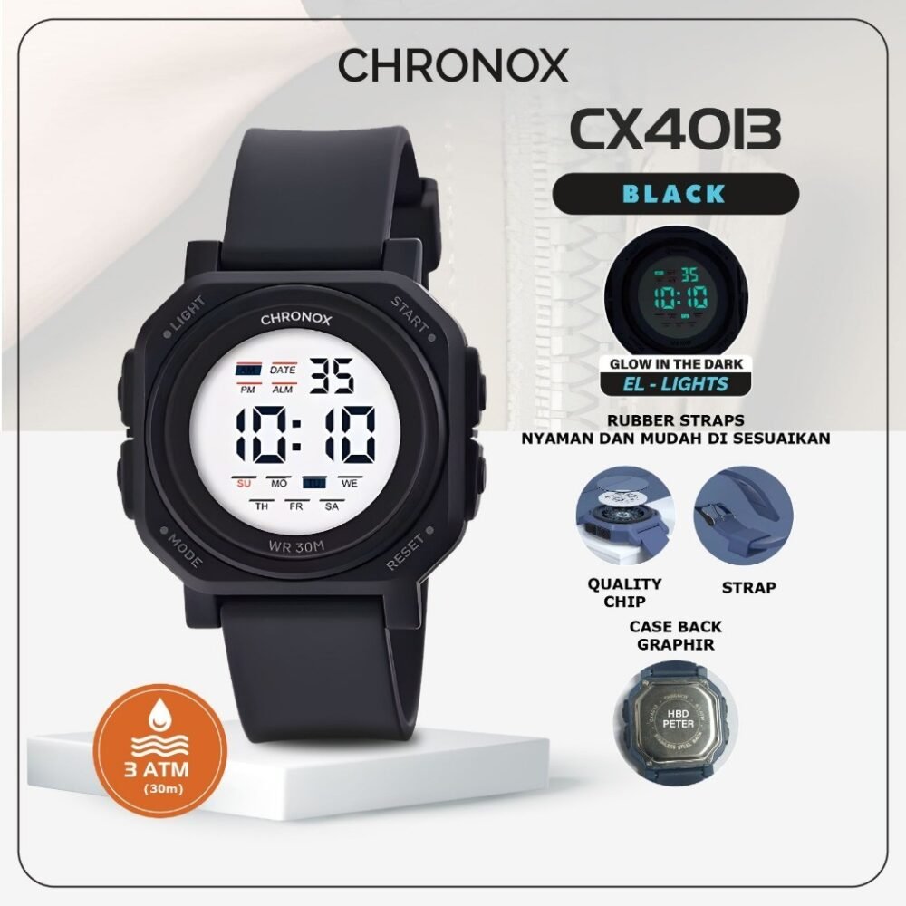 Jam Tangan Digital Unisex Pria Wanita Tahan Air - Chronox CX4013 - Gambar 4