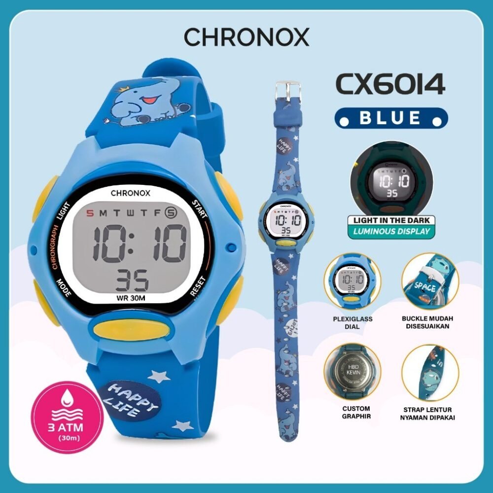 Jam Tangan Digital Anak Perempuan Laki-Laki Anti Air Original - Chronox CX6014 - Gambar 3
