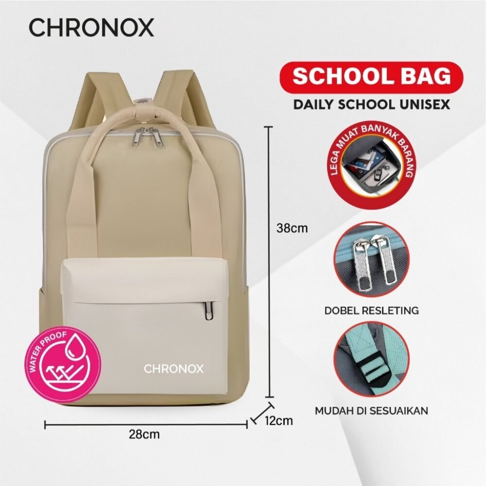 Tas Ransel Pria Wanita Backpack Remaja Dewasa - Tas Sekolah - Chronox SCB - Gambar 3