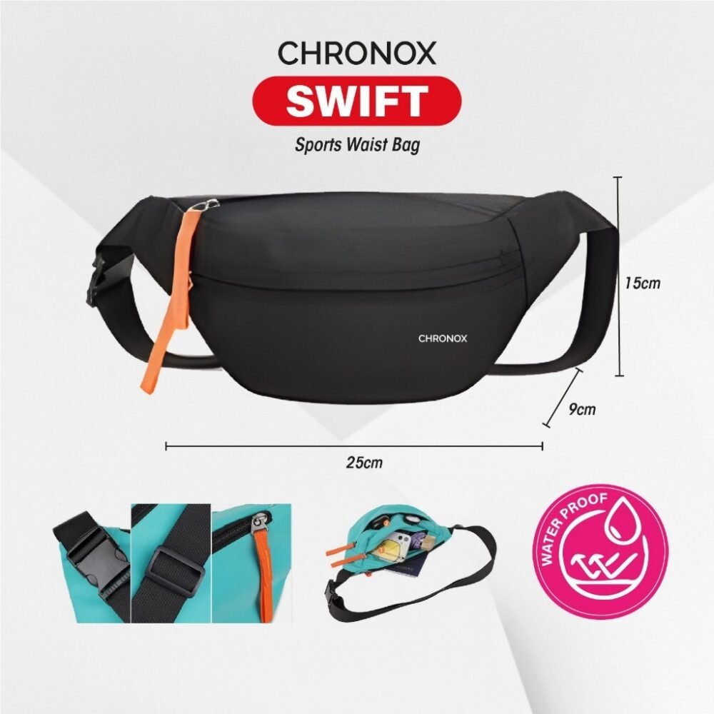 Tas Pinggang Pria Wanita - Waistbag Anti Air - Tas Punggung Serbaguna - CHRONOX SWIFT - Gambar 5