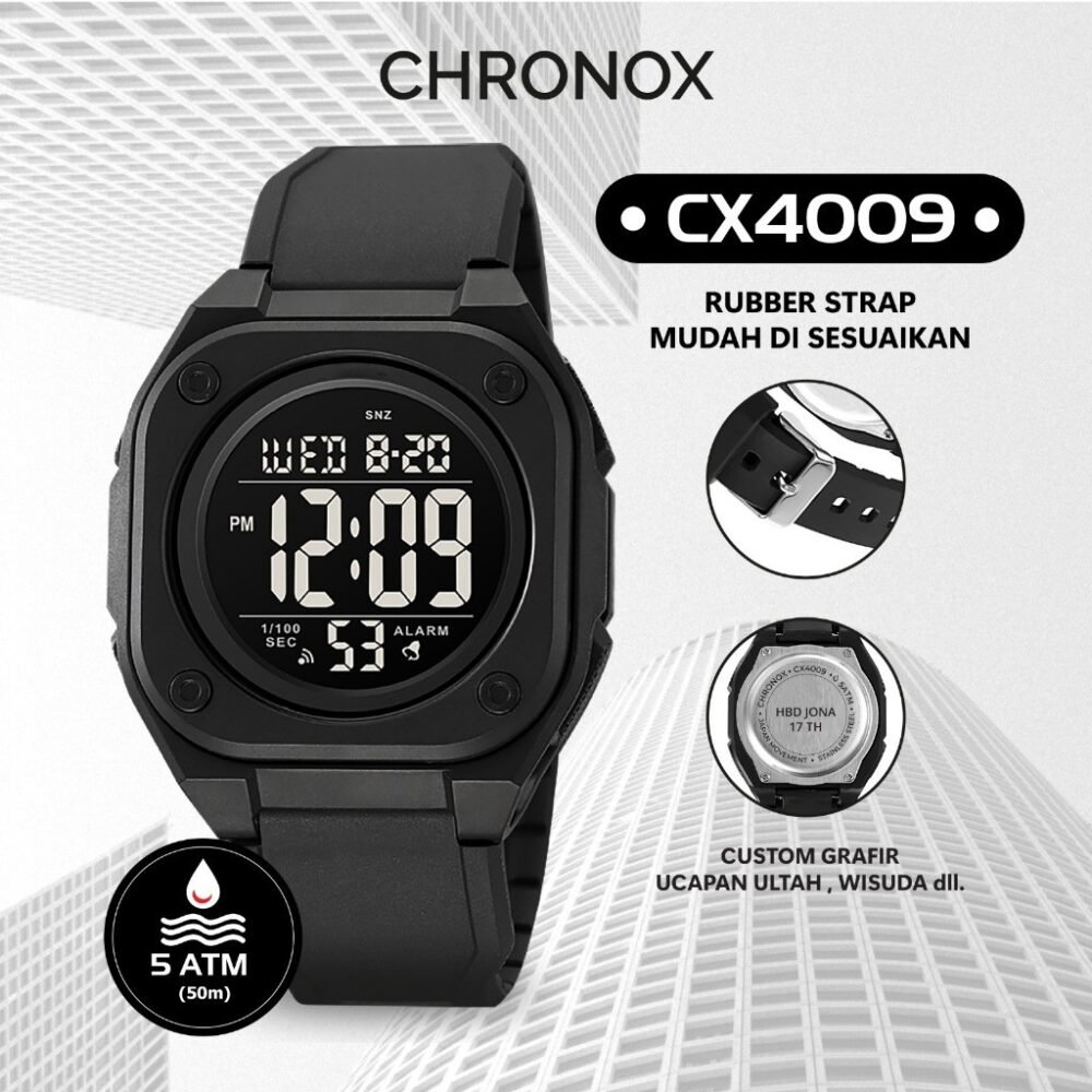 Jam Tangan Digital Unisex Pria Wanita Tahan Air - Chronox CX4009 - Gambar 4