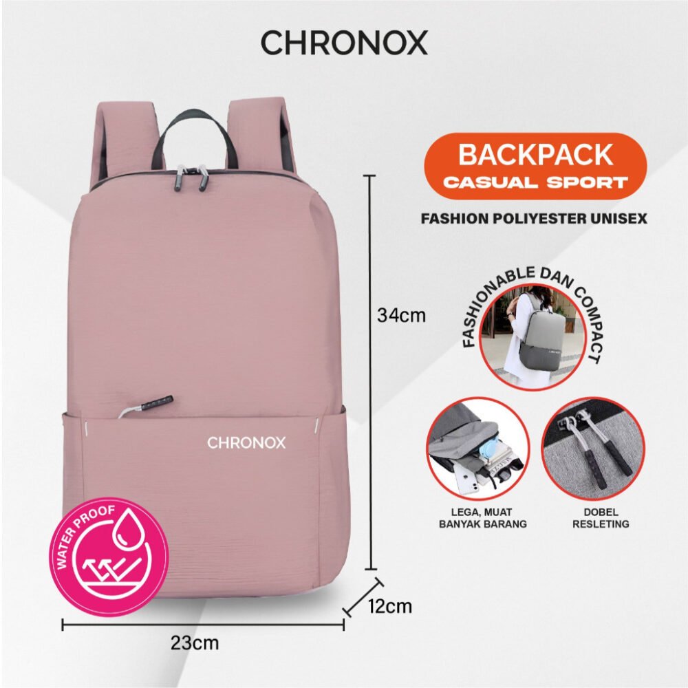 Tas Ransel Tas Sekolah Kerja - Backpack Daily Fit Pria Wanita -  CHRONOX BDF - Gambar 3