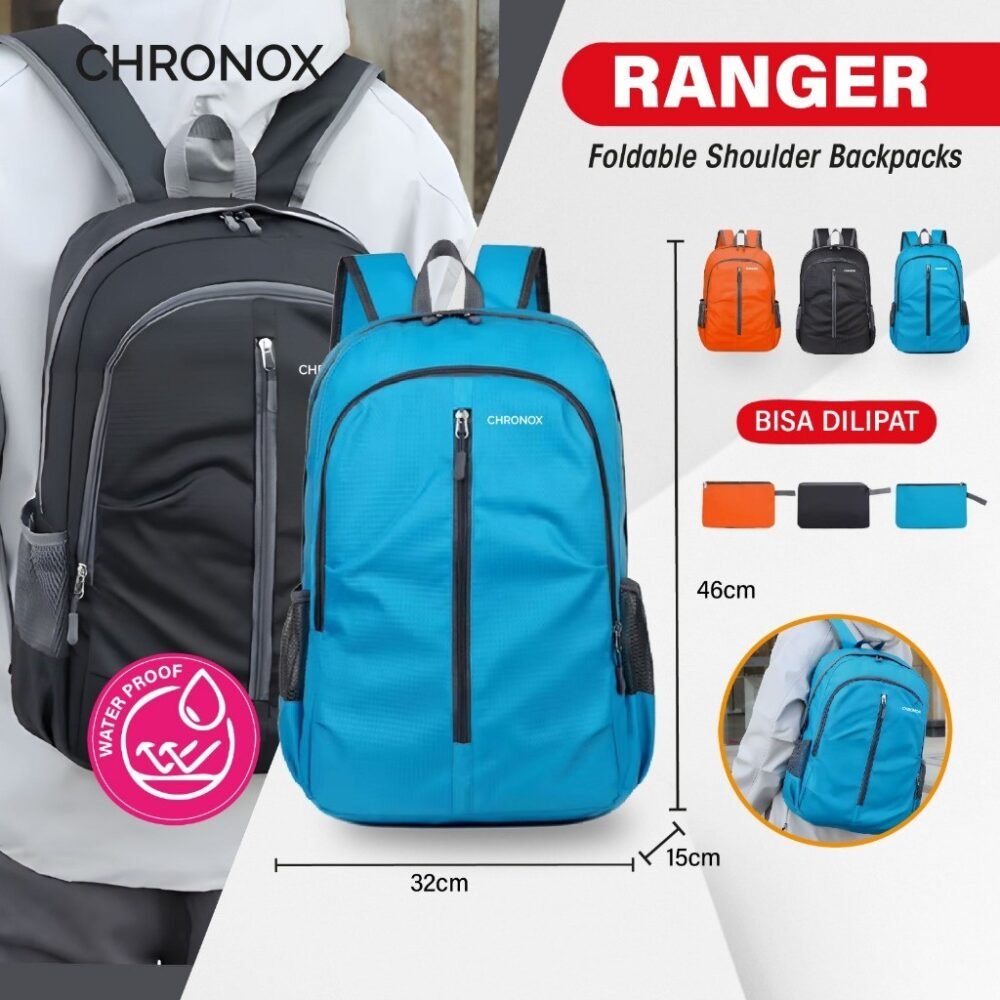 Tas Ransel Sekolah Kuliah Kerja - Backpack Bahan Waterproof Tas Laptop Anti Air - CHRONOX RANGER - Gambar 6