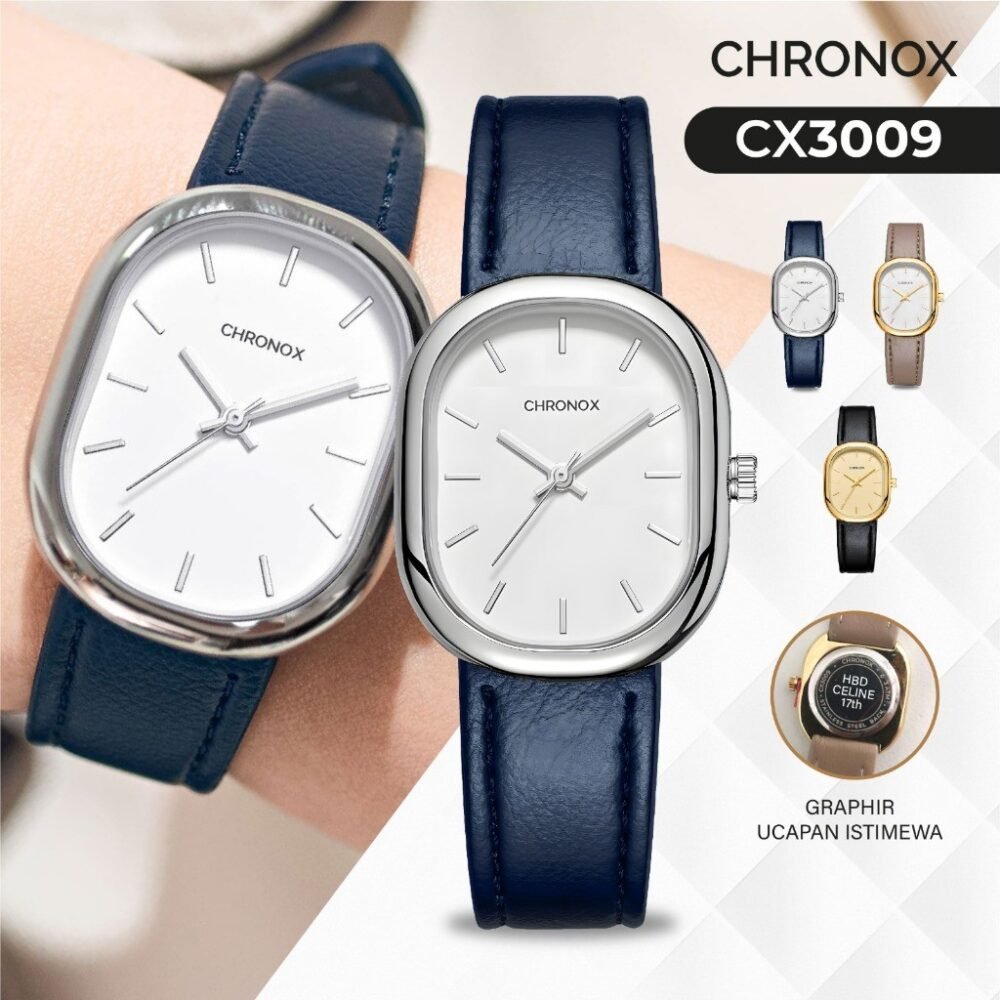Jam Tangan Analog Wanita Strap Kulit Anti Air Original Quartz Fashion Chronox CX3009 Éclat - Gambar 2