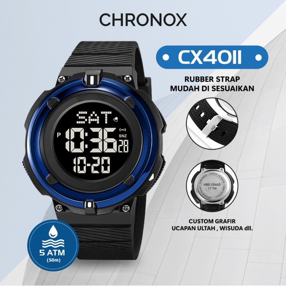 Jam Tangan Digital Unisex Pria Wanita Tahan Air - Chronox CX4011 - Gambar 3