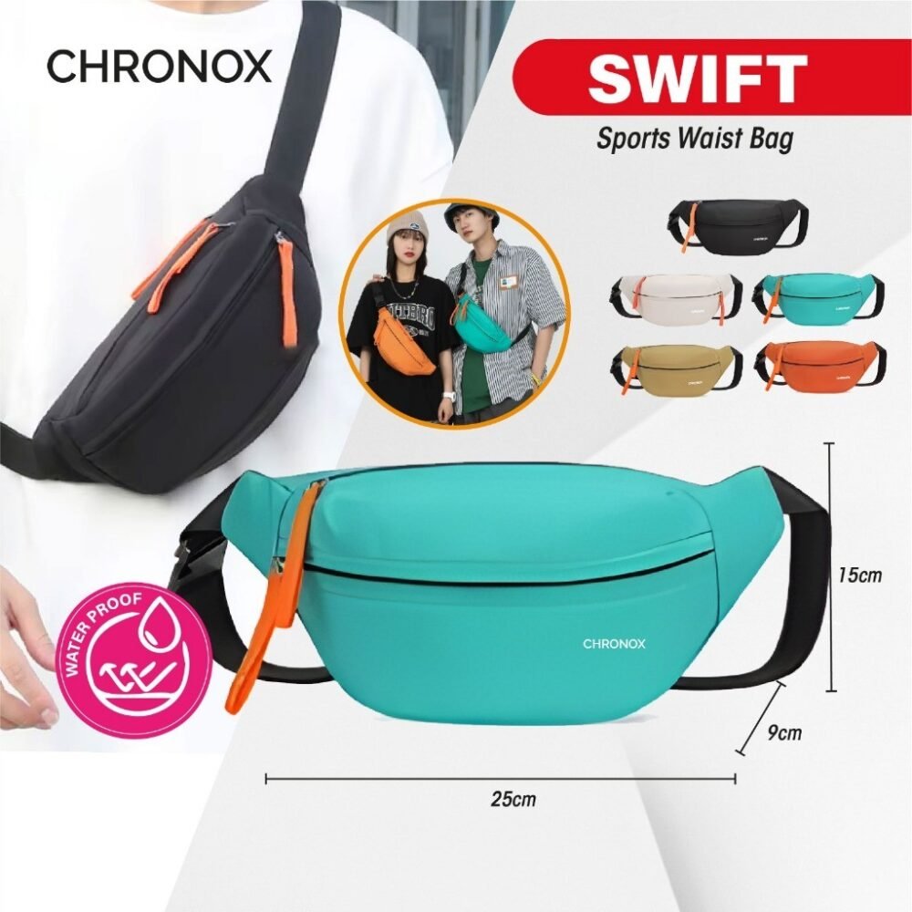 Tas Pinggang Pria Wanita - Waistbag Anti Air - Tas Punggung Serbaguna - CHRONOX SWIFT - Gambar 9