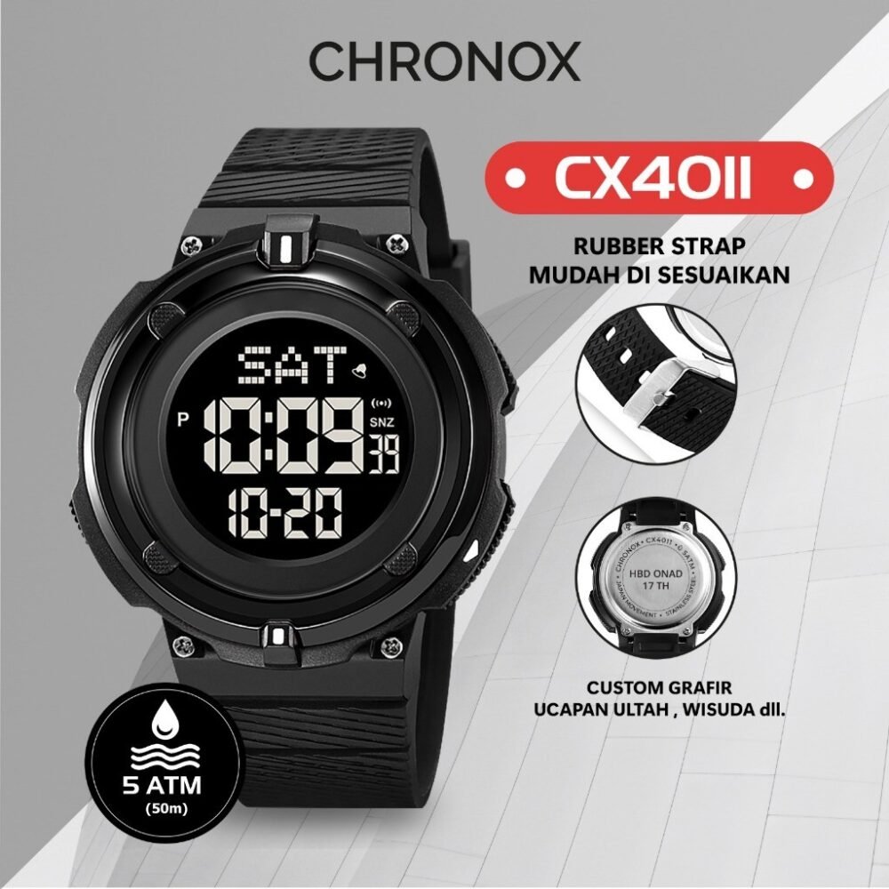 Jam Tangan Digital Unisex Pria Wanita Tahan Air - Chronox CX4011 - Gambar 4