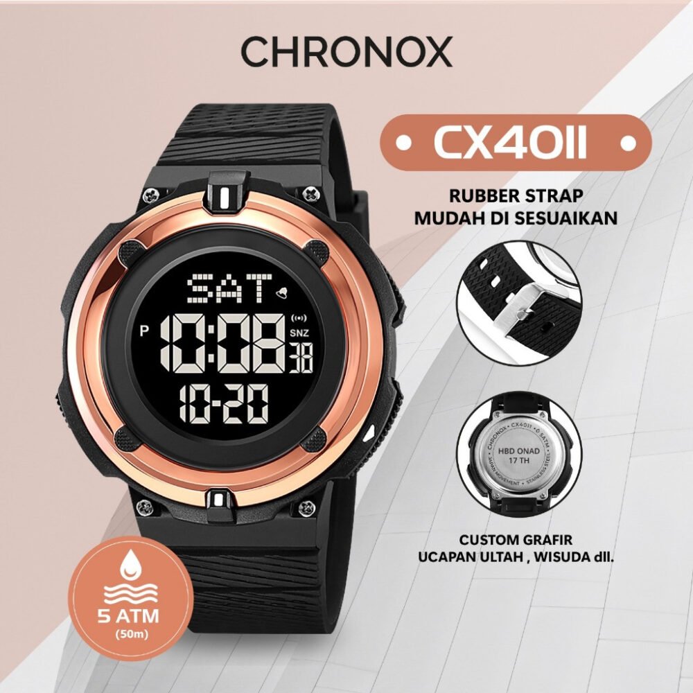 Jam Tangan Digital Unisex Pria Wanita Tahan Air - Chronox CX4011 - Gambar 2