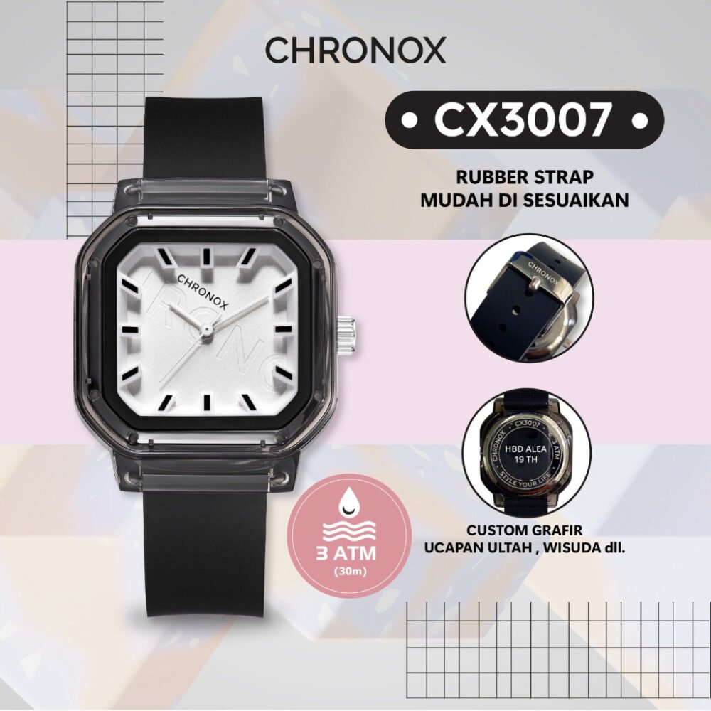 Jam Tangan Analog Kasual Pria Wanita Unisex Anti Air Waterproof Fashion Chronox CX3007 - Gambar 4