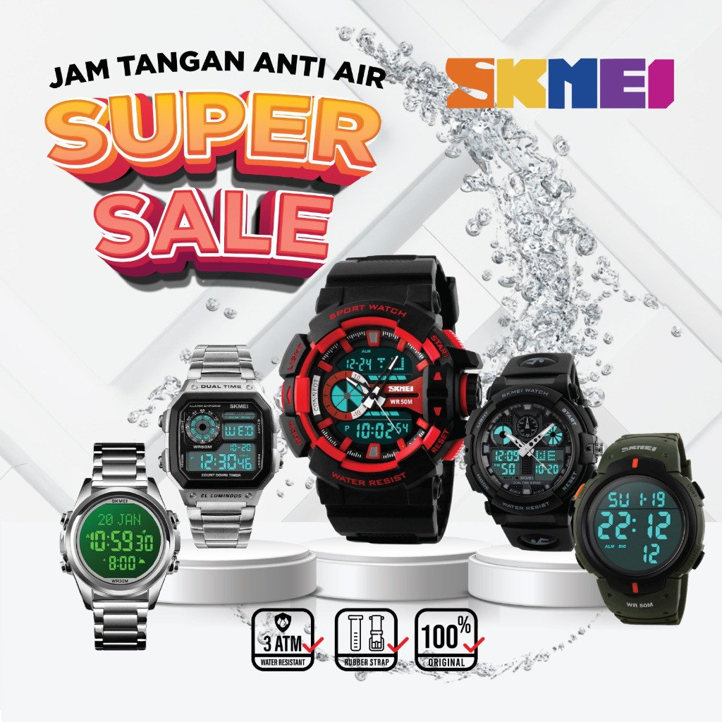 SALE Jam Tangan SKMEI Original - Pria Wanita - Analog Digital Anti Air