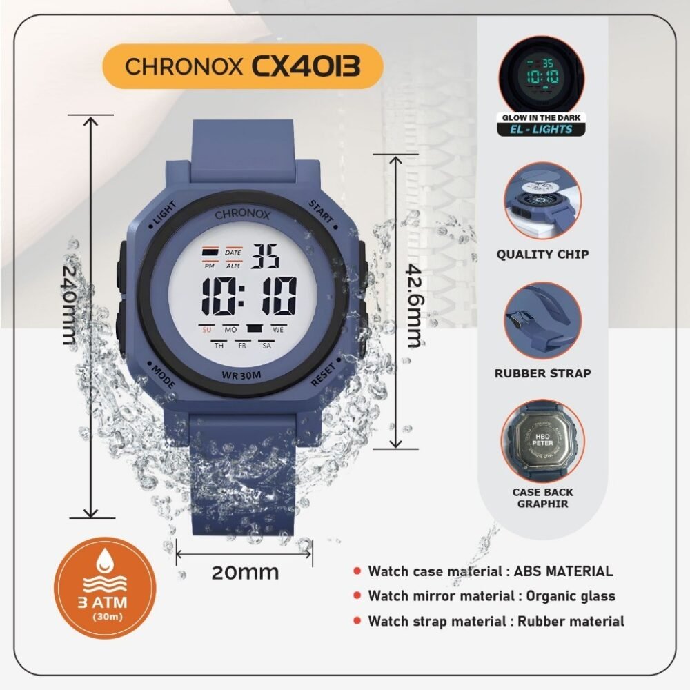 Jam Tangan Digital Unisex Pria Wanita Tahan Air - Chronox CX4013 - Gambar 5