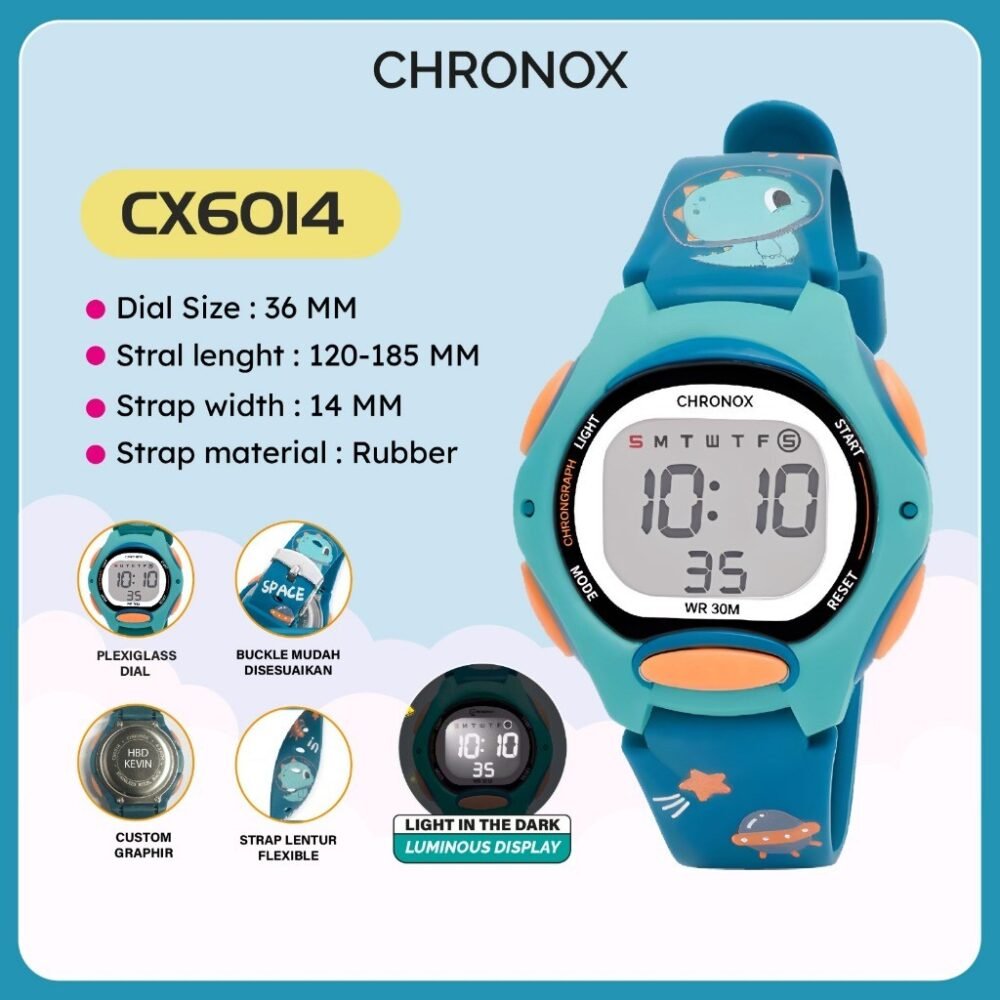 Jam Tangan Digital Anak Perempuan Laki-Laki Anti Air Original - Chronox CX6014 - Gambar 5
