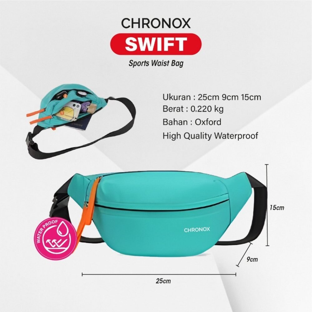 Tas Pinggang Pria Wanita - Waistbag Anti Air - Tas Punggung Serbaguna - CHRONOX SWIFT - Gambar 4