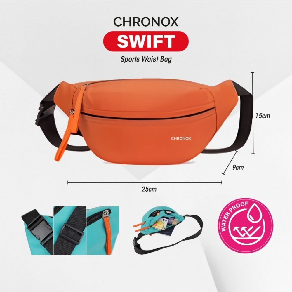 Tas Pinggang Pria Wanita - Waistbag Anti Air - Tas Punggung Serbaguna - CHRONOX SWIFT - Gambar 6