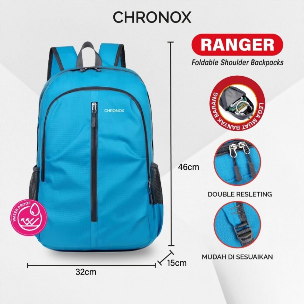 Tas Ransel Sekolah Kuliah Kerja - Backpack Bahan Waterproof Tas Laptop Anti Air - CHRONOX RANGER - Gambar 4