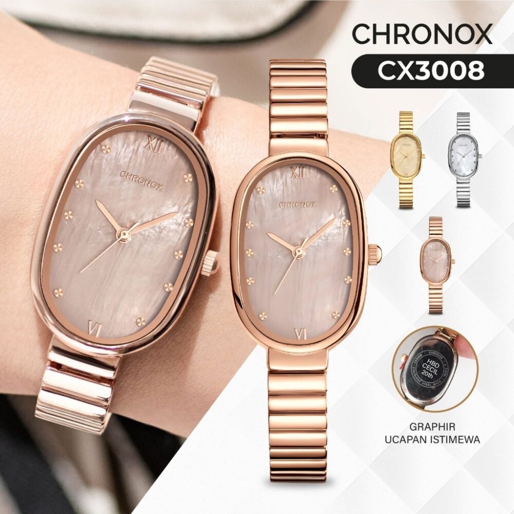 Jam Tangan Analog Wanita Rantai Anti Air Original Quartz Fashion Chronox CX3008 Seraphine - Gambar 3