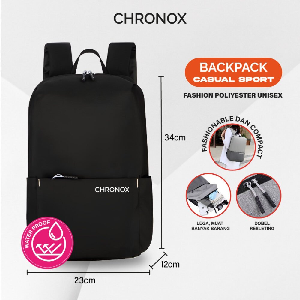 Tas Ransel Tas Sekolah Kerja - Backpack Daily Fit Pria Wanita -  CHRONOX BDF - Gambar 8