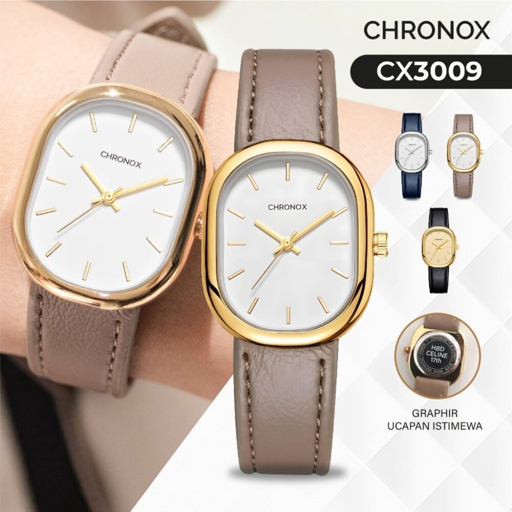 Jam Tangan Analog Wanita Strap Kulit Anti Air Original Quartz Fashion Chronox CX3009 Éclat - Gambar 3