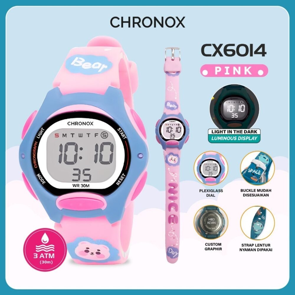 Jam Tangan Digital Anak Perempuan Laki-Laki Anti Air Original - Chronox CX6014 - Gambar 2