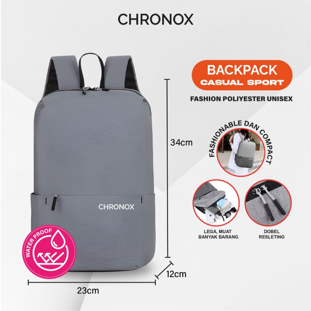 Tas Ransel Tas Sekolah Kerja - Backpack Daily Fit Pria Wanita -  CHRONOX BDF - Gambar 2
