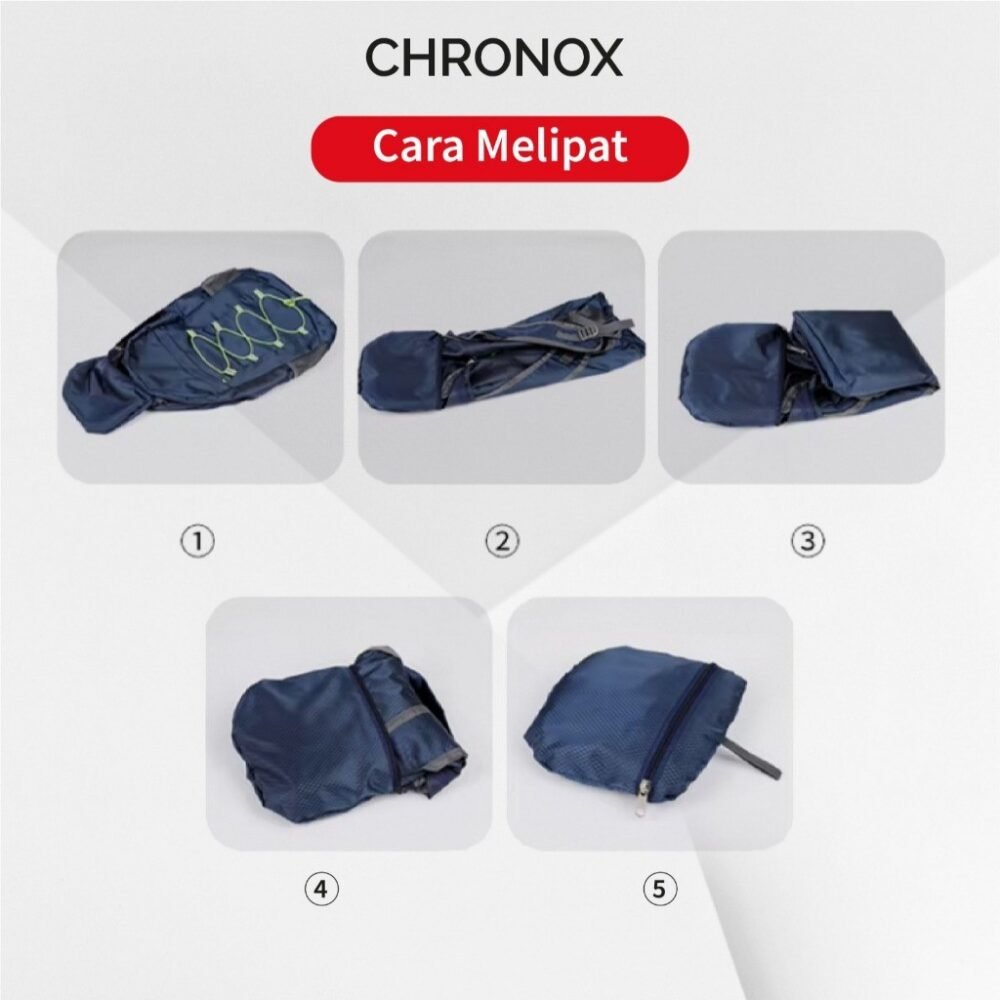 Tas Ransel dan Bahu - Travel Bag Anti Air Backpack Tas Ransel Sekolah Kuliah Olahraga Dapat Dilipat - CHRONOX DRIFTER - Gambar 7