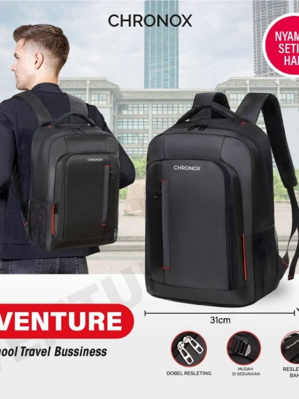 Tas Ransel Sekolah Kerja Kuliah - BackPack  - Waterproof CHRONOX VENTURE Hitam
