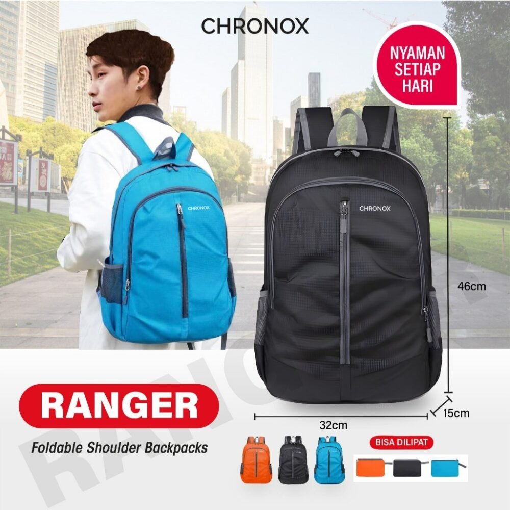 Tas Ransel Sekolah Kuliah Kerja - Backpack Bahan Waterproof Tas Laptop Anti Air - CHRONOX RANGER