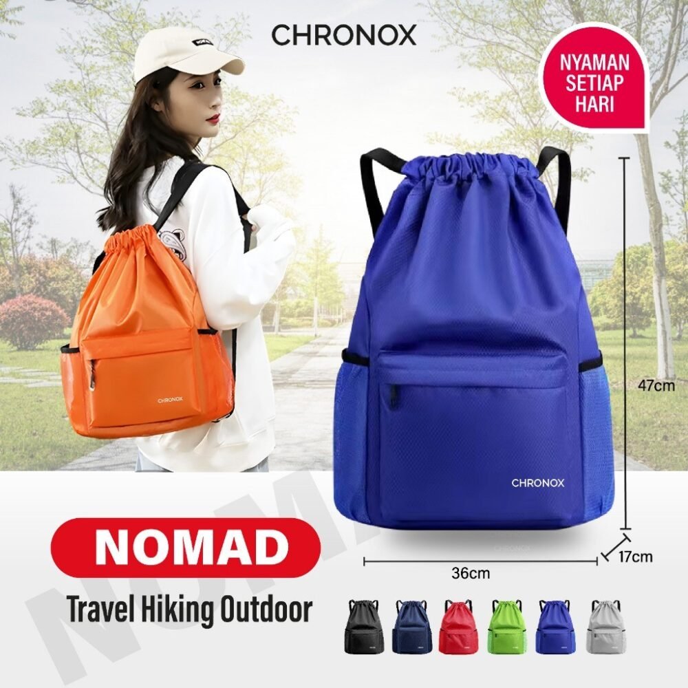 Tas Ransel Serut Pria Wanita - Traveling Hiking Sporty Tas Punggung / Backpack sekolah Gym Joging kuliah - Chronox NOMAD