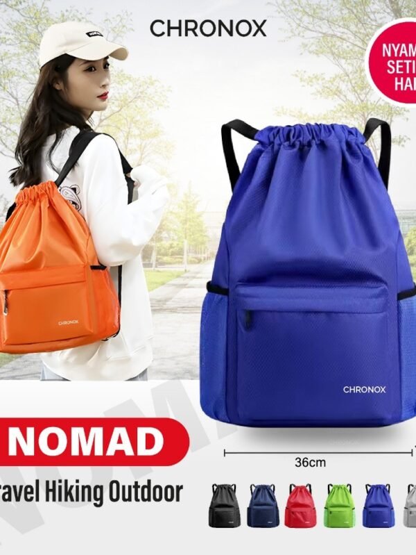 Tas Ransel Serut Pria Wanita - Traveling Hiking Sporty Tas Punggung / Backpack sekolah Gym Joging kuliah - Chronox NOMAD
