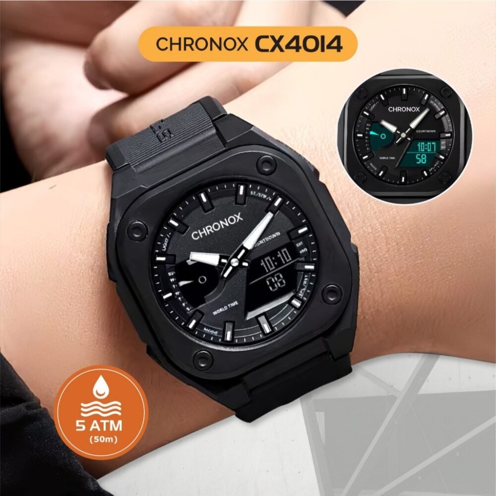 Jam Tangan Analog Digital Unisex Pria Wanita Anti Air Original - Chronox CX4014 - Gambar 3
