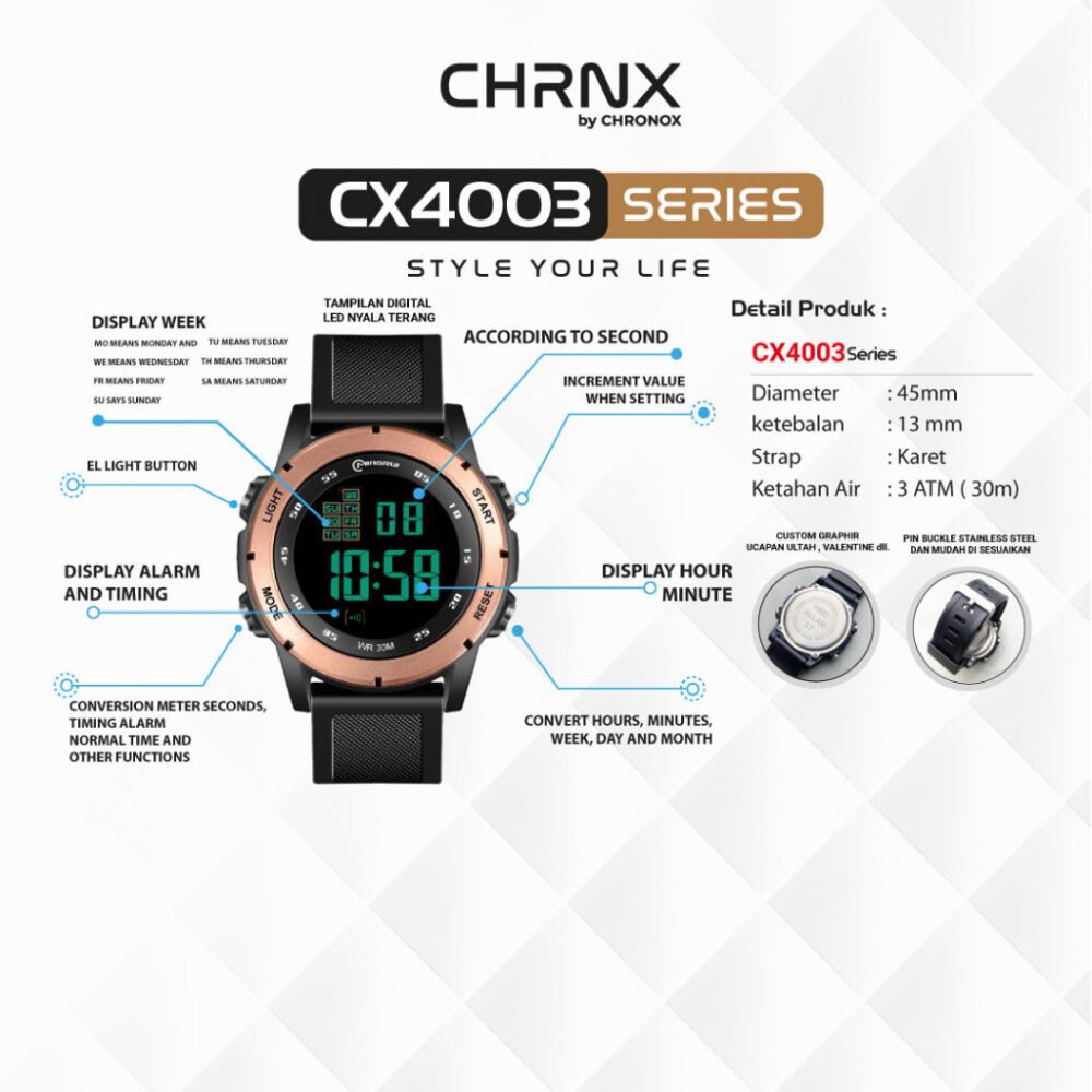 CHRNX by CHRONOX Jam Tangan Digital Unisex Pria Wanita - CX4003 Cityscape - Gambar 6