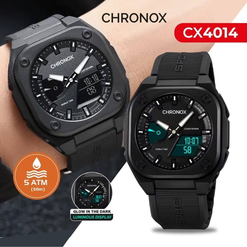 Jam Tangan Analog Digital Unisex Pria Wanita Anti Air Original - Chronox CX4014