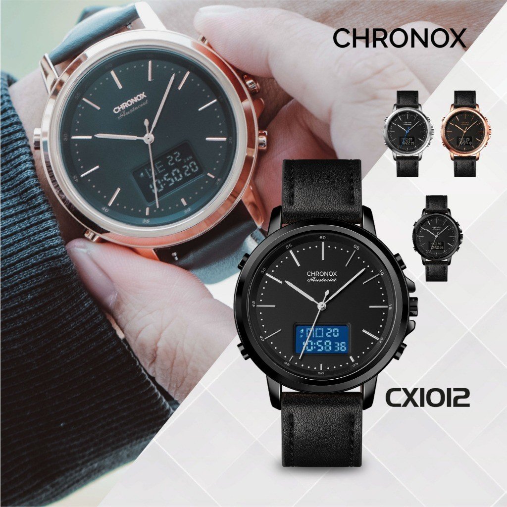 CHRONOX Jam Tangan Pria Kulit Analog Digital - CX1012 ABSOLUTE [Baca Deskripsi]