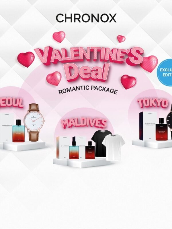 CHRONOX Paket Bundling Valentine - Jam Tangan Parfum Kaos