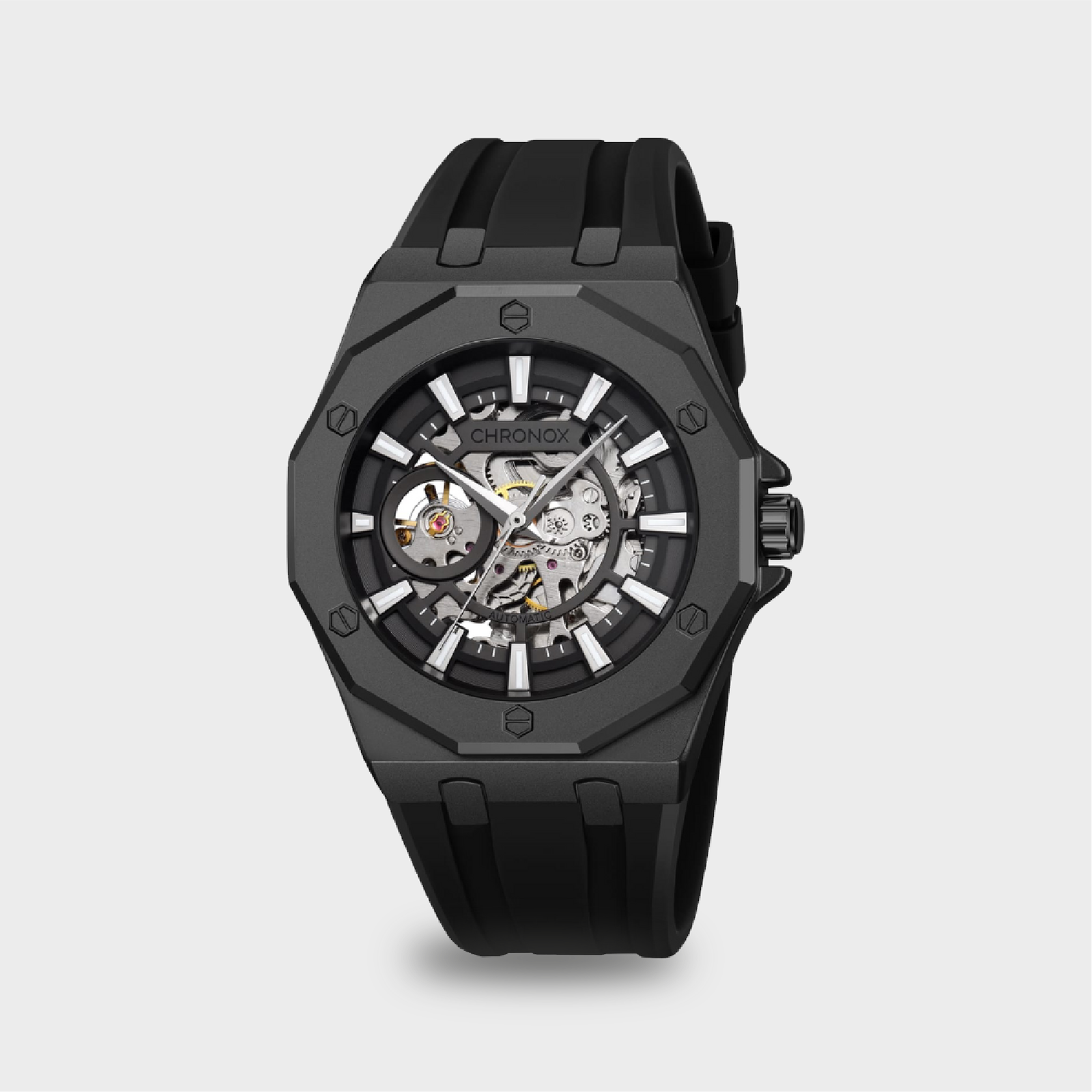 CHRONOX Jam Tangan Pria Analog - CX1017 AUTOMATIC BLACK EDITION - Gambar 2