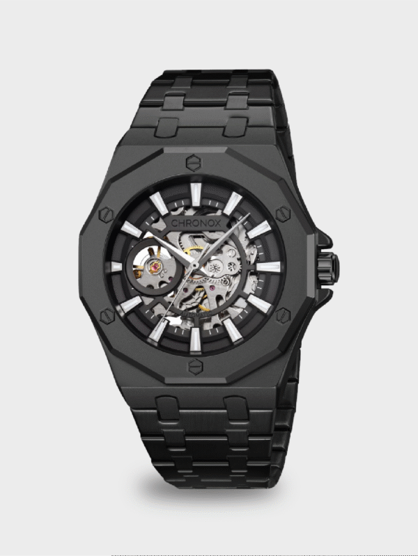 CHRONOX Jam Tangan Pria Analog - CX1017 AUTOMATIC BLACK EDITION