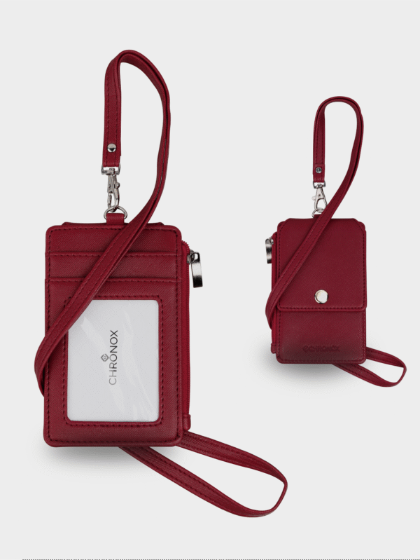 CHRONOX Lanyard Pria Wanita Kulit Saffiano ID Card Holder - AVERY PRO