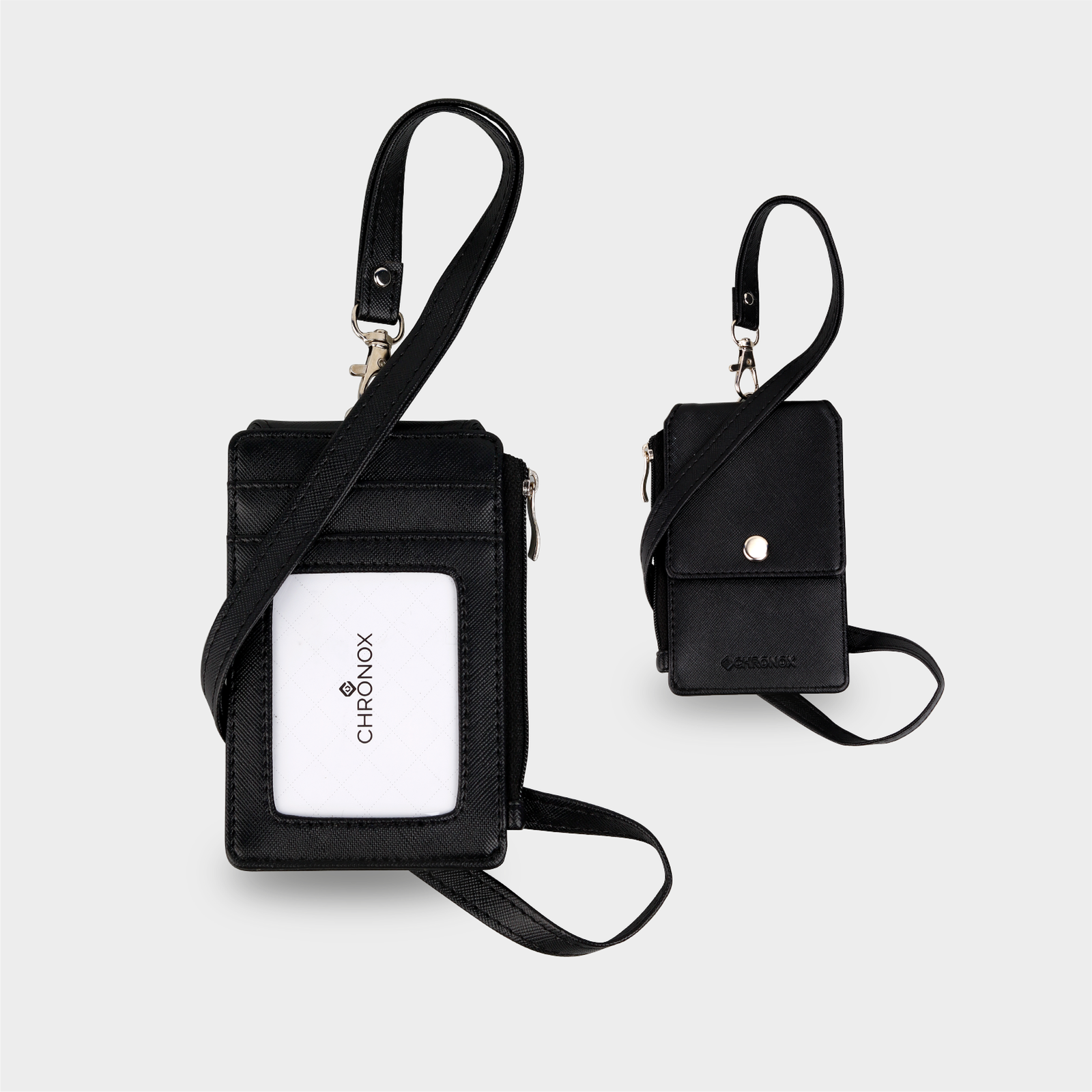 CHRONOX Lanyard Pria Wanita Kulit Saffiano ID Card Holder - AVERY PRO - Gambar 6