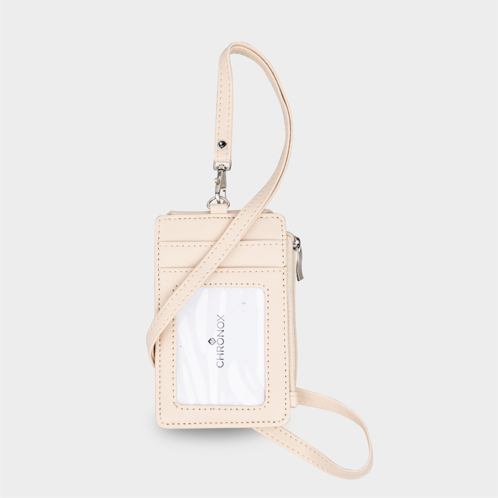 CHRONOX Lanyard Pria Wanita Kulit Saffiano ID Card Holder - AVERY PRO - Gambar 3