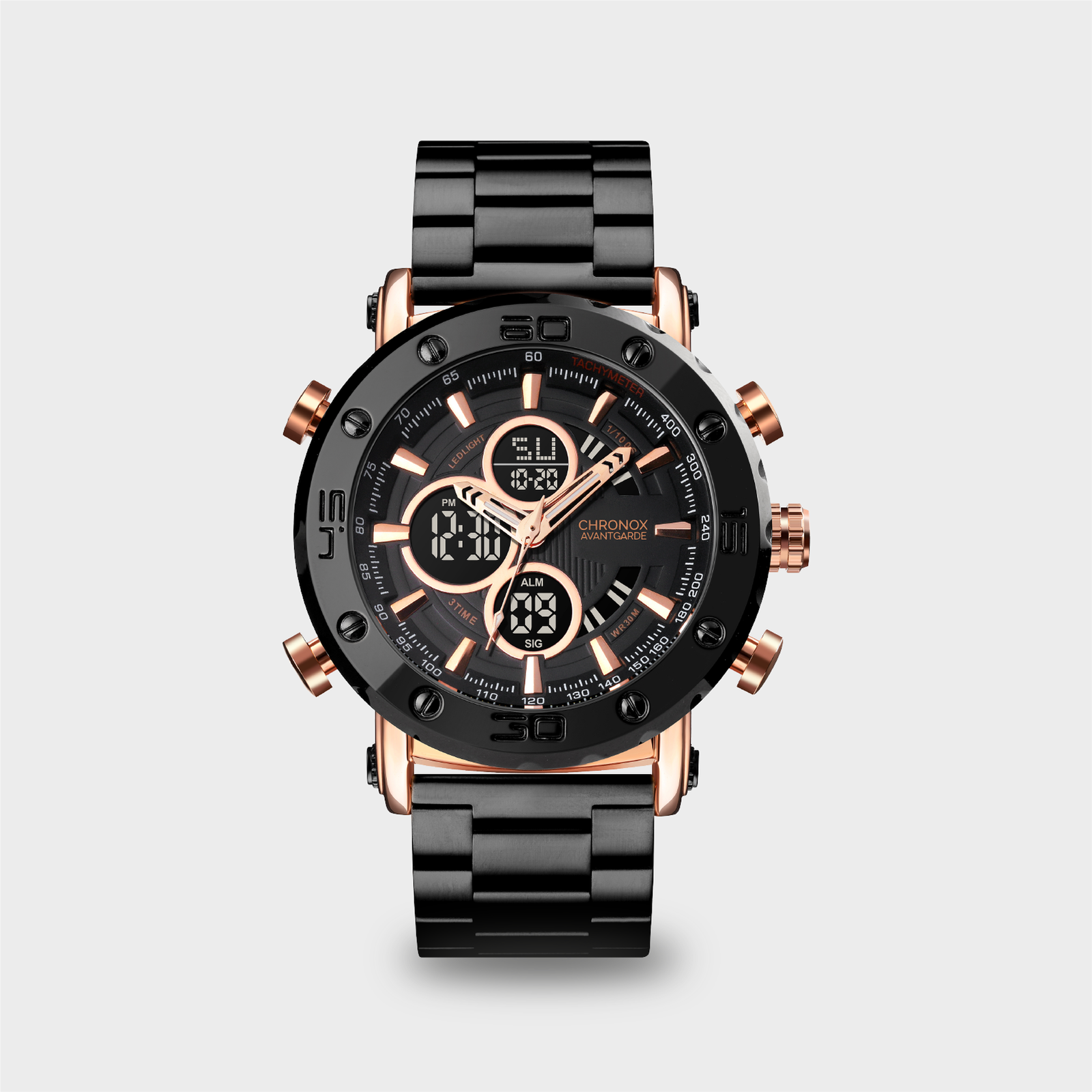 CHRONOX Jam Tangan Pria Sporty - Dual Time Analog Digital - Stainless Steel CX5006 AVANTGARDE - Gambar 2